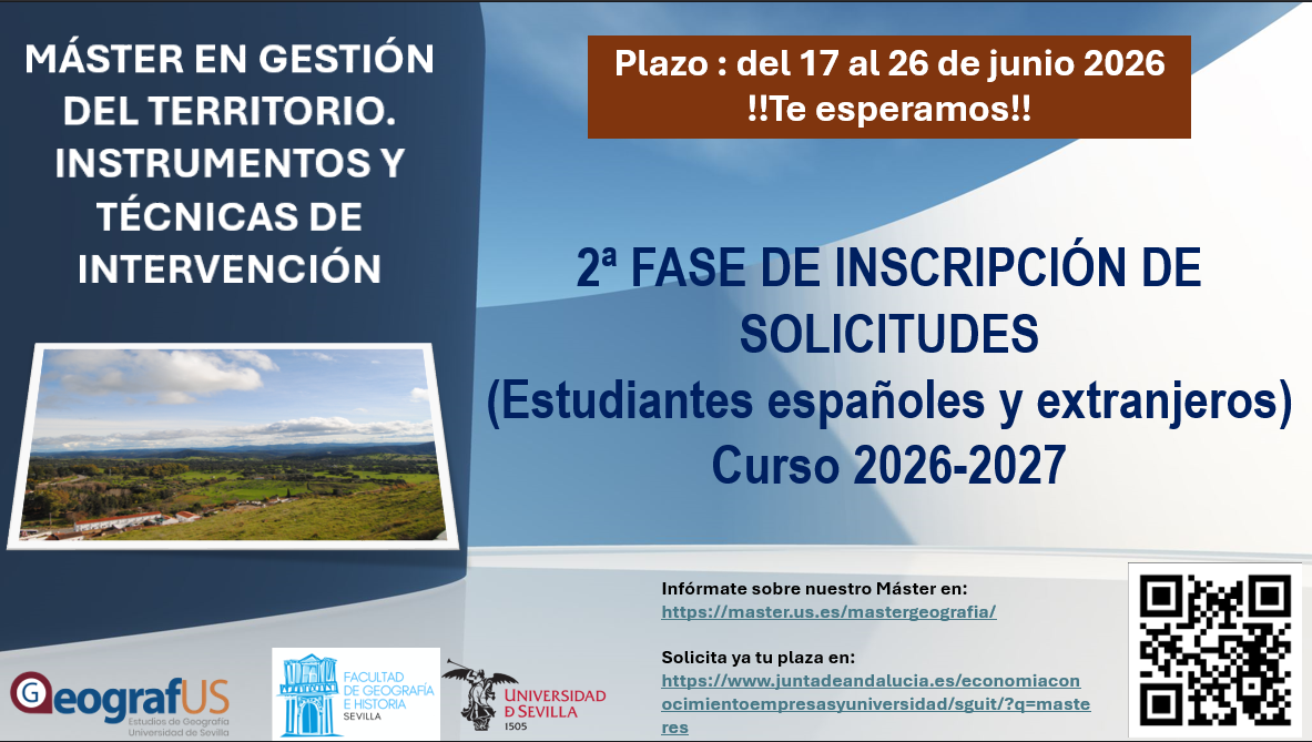 Abierto del 17 al 26 de junio el plazo de preinscripción del Máster en Gestión del Territorio (2ª fase)