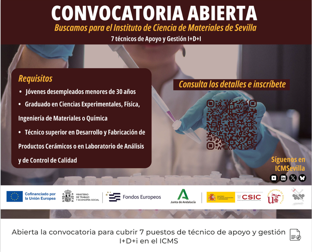 Tecnicos de Apoyo y Gestión I+D+i (Instituto de Ciencia de Materiales de Sevilla)_Convocatoria abierta